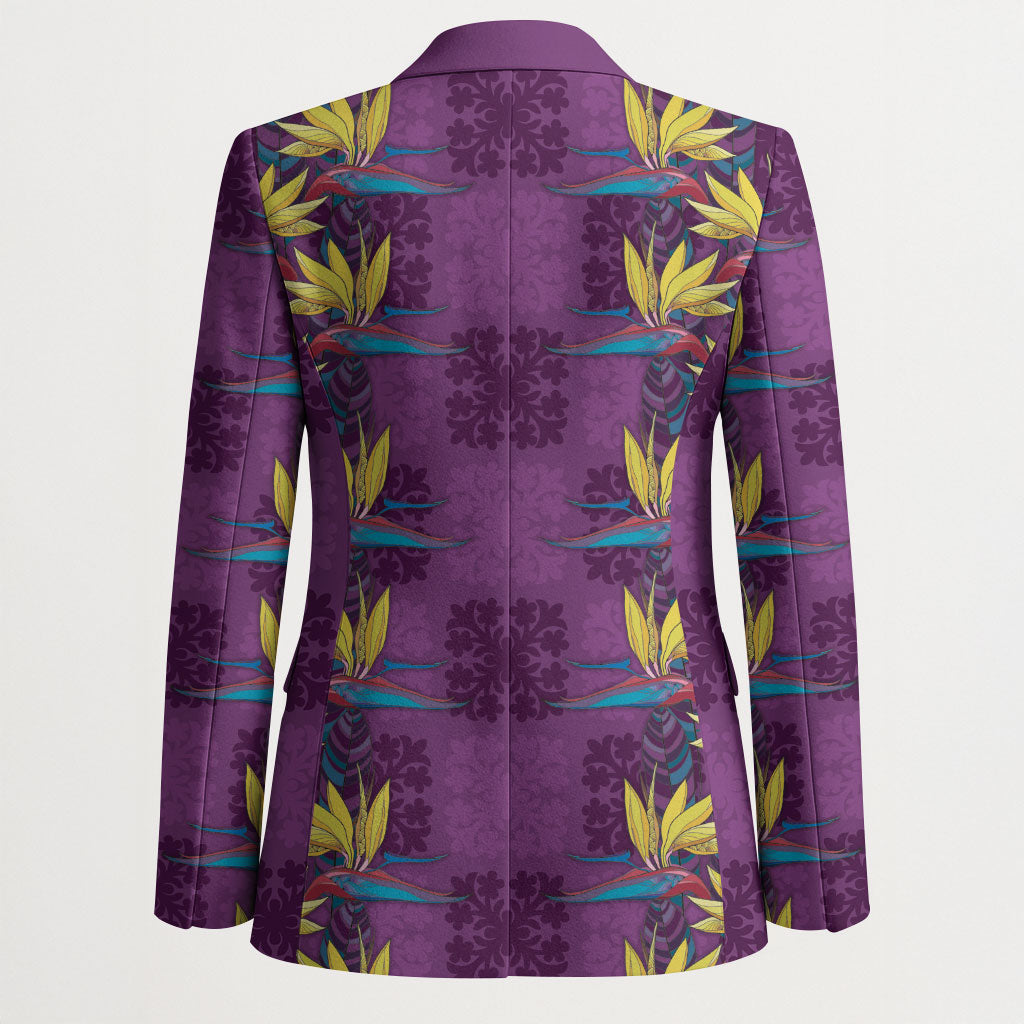 Hawaii Waikiki King Blazer Purple Quilt With Pua Manu LT05 - Polynesian Pride