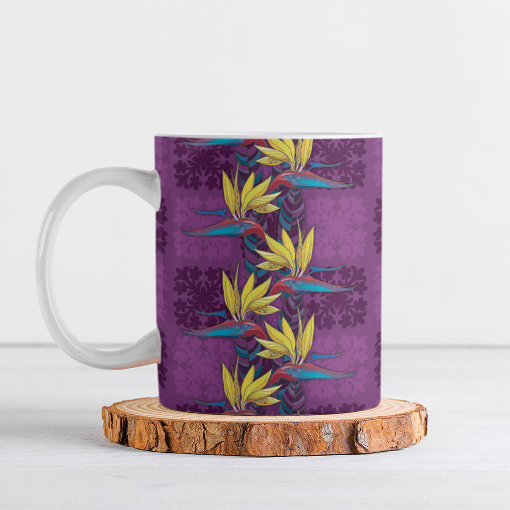 Hawaii Waikiki King Ceramic Mug Purple Quilt With Pua Manu