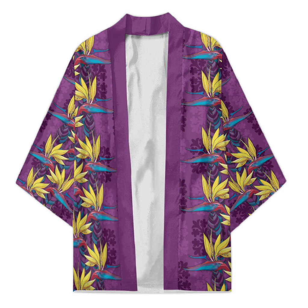 Hawaii Waikiki King Kimono Purple Quilt With Pua Manu