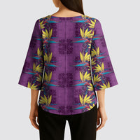 Hawaii Waikiki King Kimono Sleeve Blouse Purple Quilt With Pua Manu LT05 - Polynesian Pride