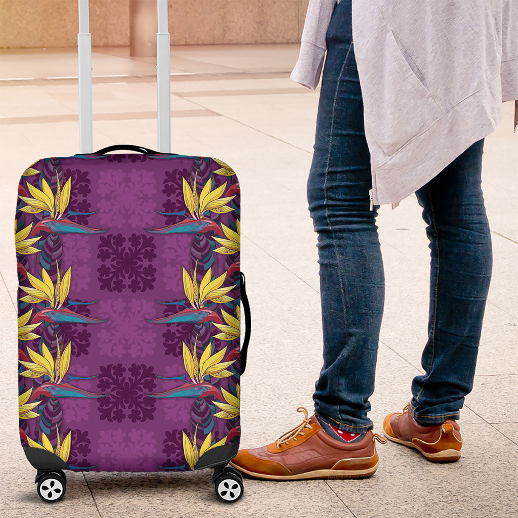 Hawaii Waikiki King Luggage Cover Purple Quilt With Pua Manu