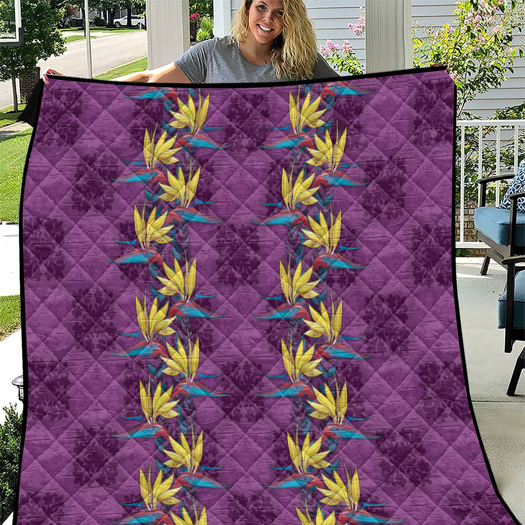 Hawaii Waikiki King Quilt Purple Quilt With Pua Manu LT05 Purple - Polynesian Pride