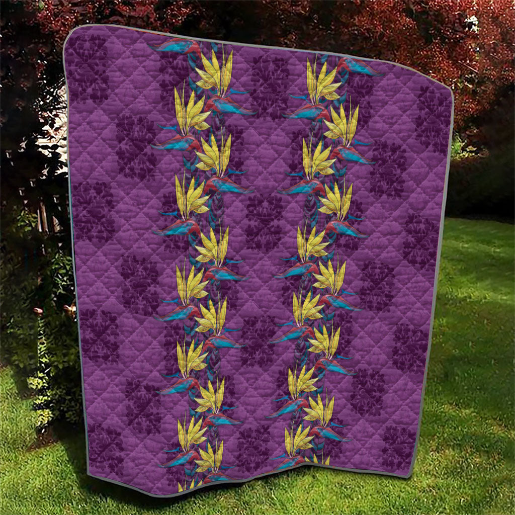 Hawaii Waikiki King Quilt Purple Quilt With Pua Manu LT05 - Polynesian Pride