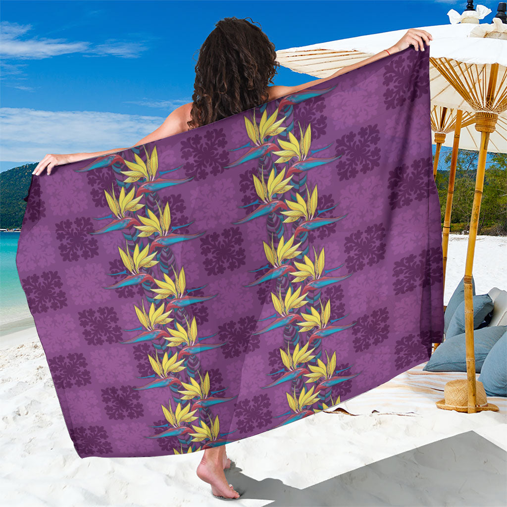 Hawaii Waikiki King Sarong Purple Quilt With Pua Manu