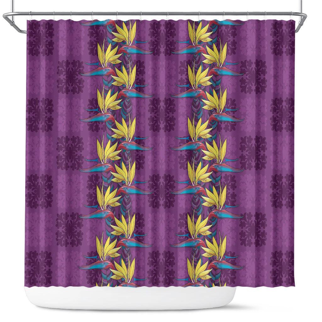 Hawaii Waikiki King Shower Curtain Purple Quilt With Pua Manu