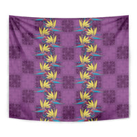 Hawaii Waikiki King Tapestry Purple Quilt With Pua Manu
