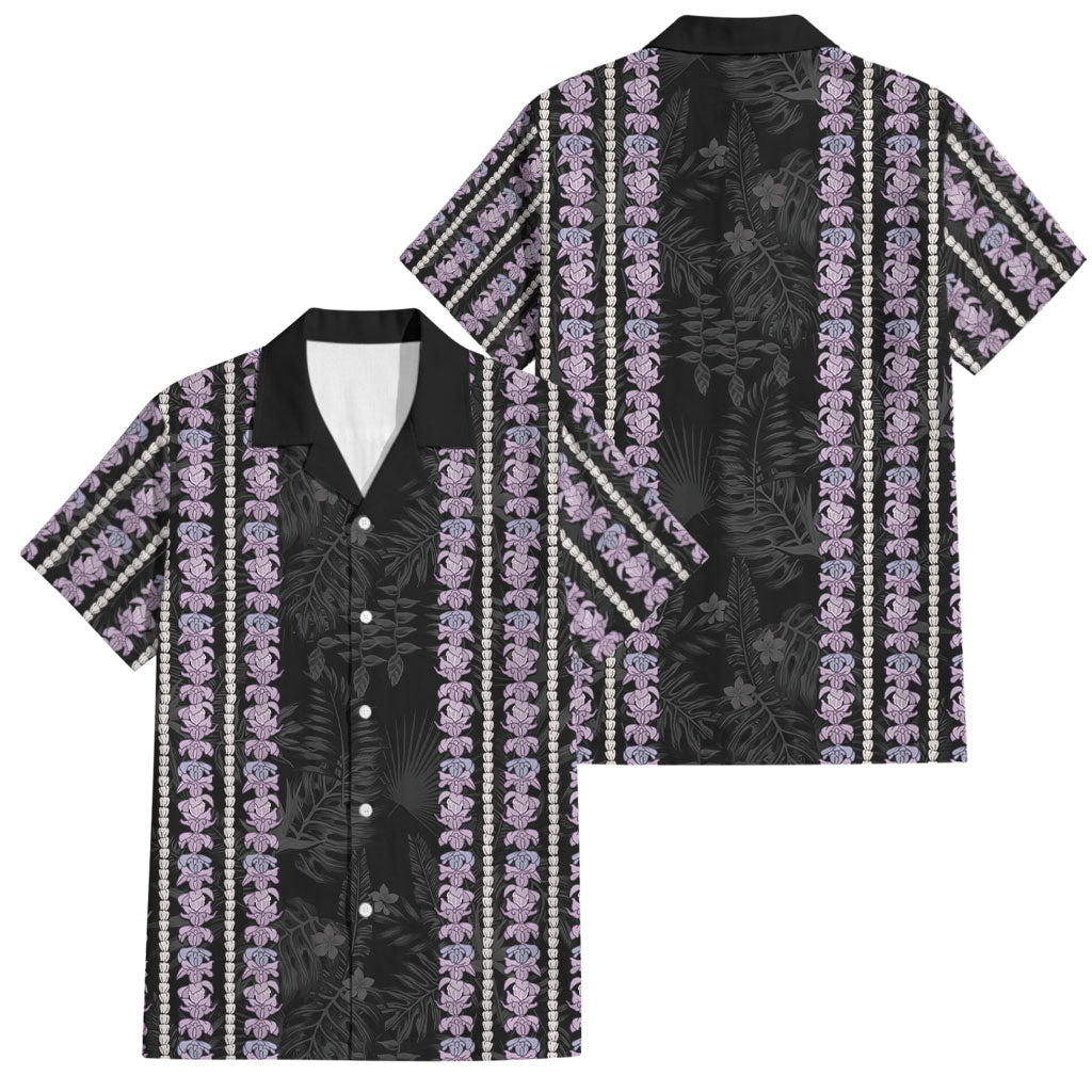 Hawaii Queen Liliuokalani Family Matching Long Sleeve Bodycon Dress and Hawaiian Shirt Hawaiian Lei Pua Kalaunu LT05 Dad's Shirt - Short Sleeve Black - Polynesian Pride