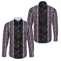 Hawaii Queen Liliuokalani Family Matching Puletasi and Hawaiian Shirt Hawaiian Lei Pua Kalaunu LT05 Dad's Shirt - Long Sleeve Black - Polynesian Pride