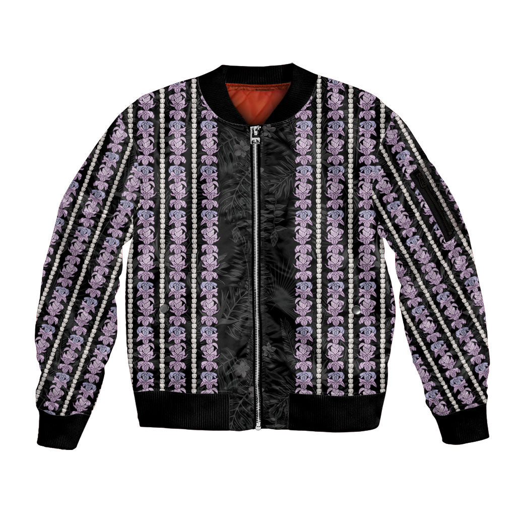 Hawaii Queen Liliuokalani Sleeve Zip Bomber Jacket Hawaiian Lei Pua Kalaunu
