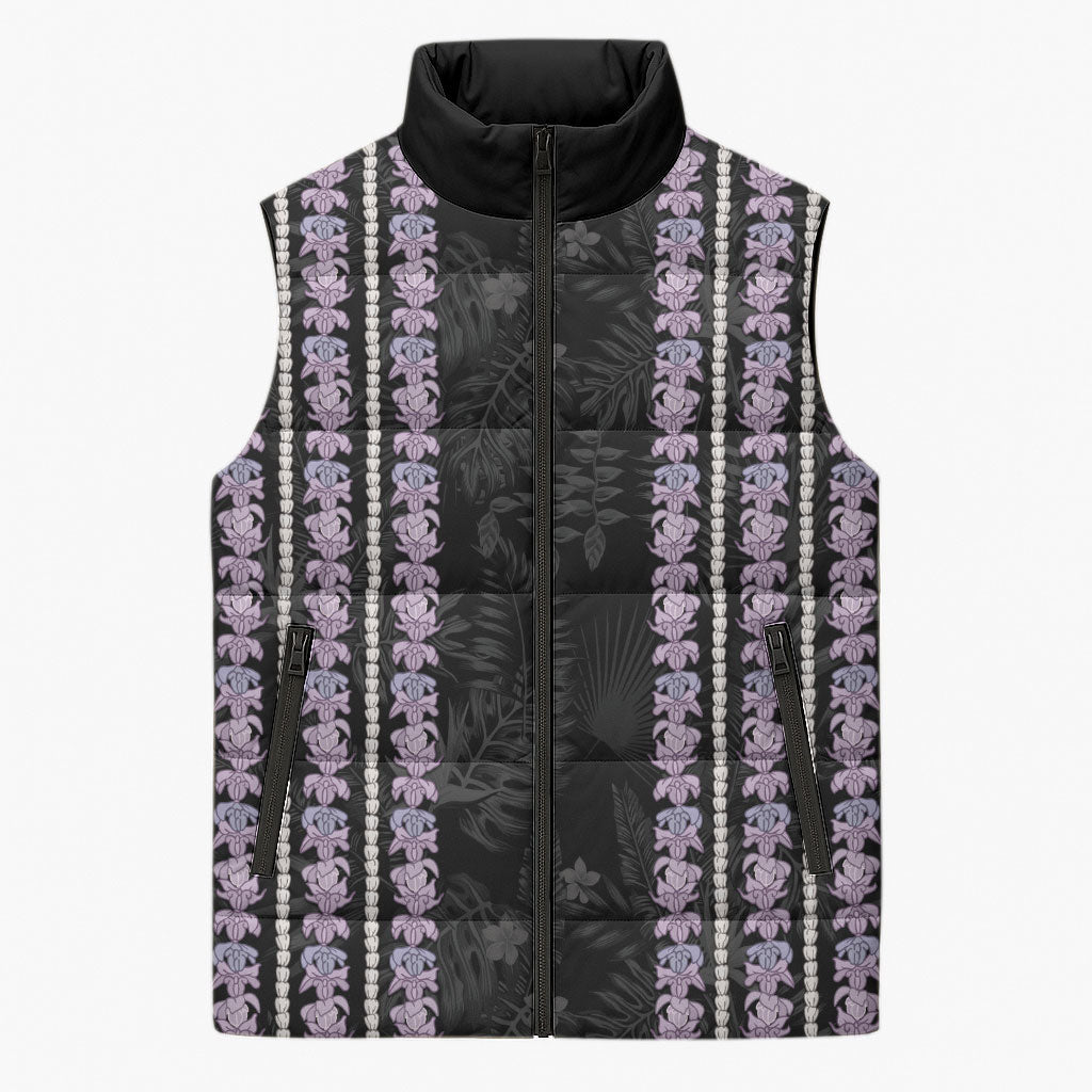 Hawaii Queen Liliuokalani Sleeveless Puffer Jacket Hawaiian Lei Pua Kalaunu