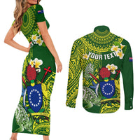 Personalized Cook Islands Couples Matching Short Sleeve Bodycon Dress and Long Sleeve Button Shirts Coat Of Arms Plumeria Polynesian Turtle LT05 - Polynesian Pride