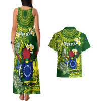 Personalized Cook Islands Couples Matching Tank Maxi Dress and Hawaiian Shirt Coat Of Arms Plumeria Polynesian Turtle LT05 - Polynesian Pride