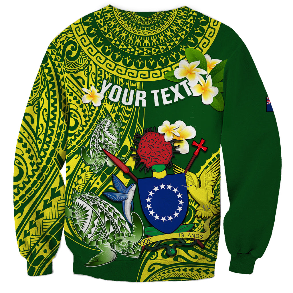 Personalized Cook Islands Sweatshirt Coat Of Arms Plumeria Polynesian Turtle LT05 - Polynesian Pride