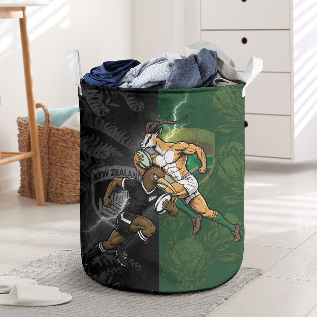 South Africa And New Zealand Laundry Basket Springboks And Kiwis Rugby Rivalry