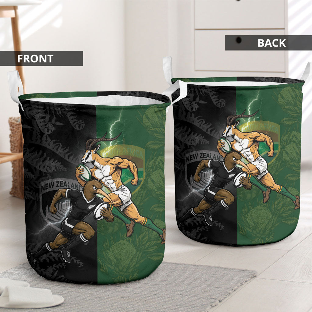 South Africa And New Zealand Laundry Basket Springboks And Kiwis Rugby Rivalry