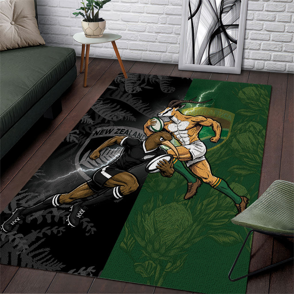 South Africa And New Zealand Area Rug Springboks And Kiwis Rugby Rivalry