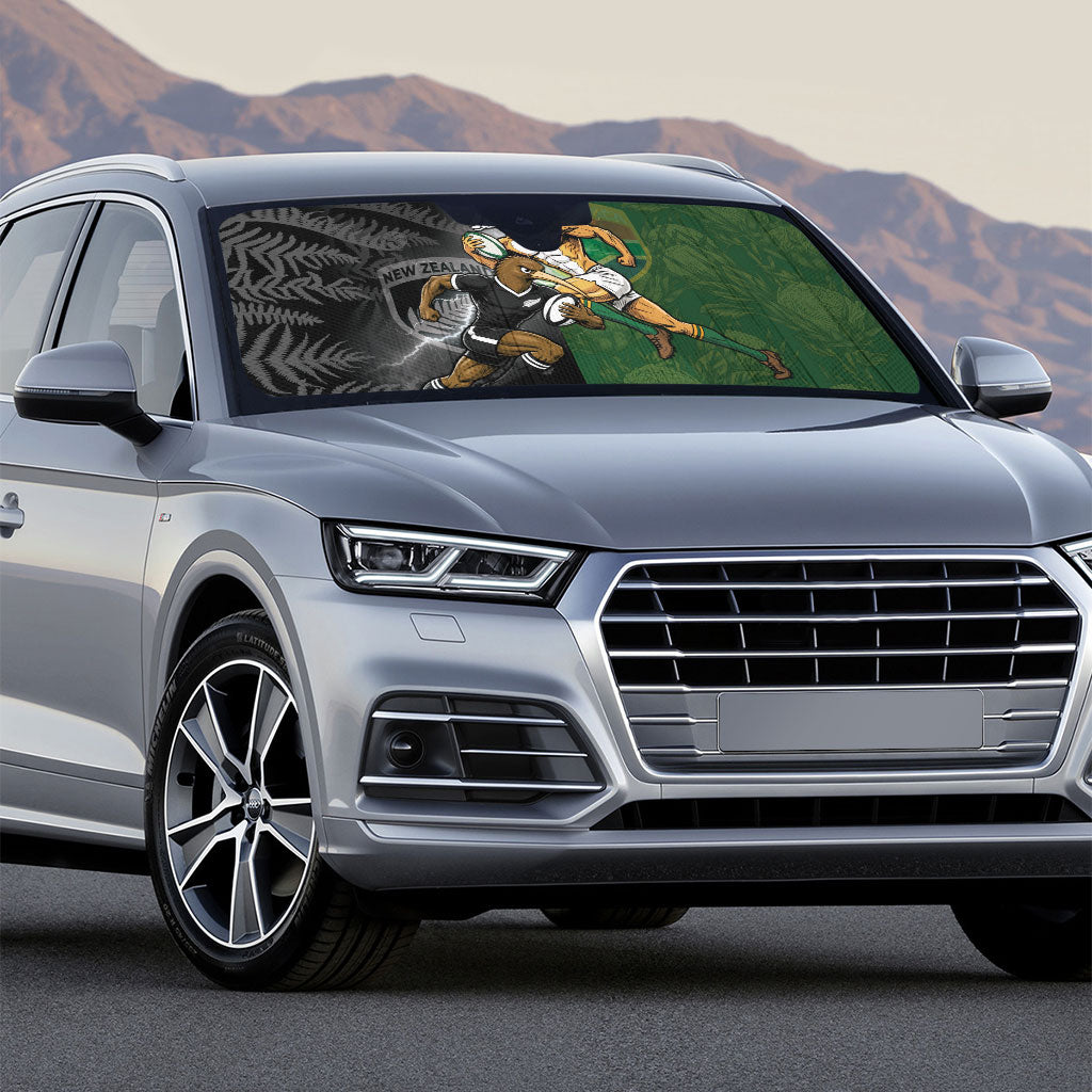South Africa And New Zealand Auto Sun Shade Springboks And Kiwis Rugby Rivalry