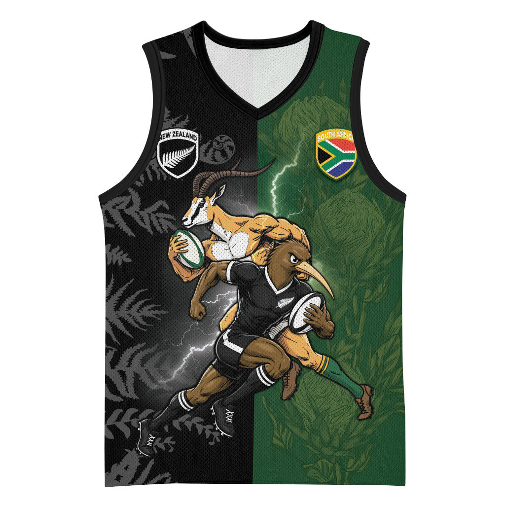 Custom South Africa And New Zealand Basketball Jersey Springboks And Kiwis Rugby Rivalry