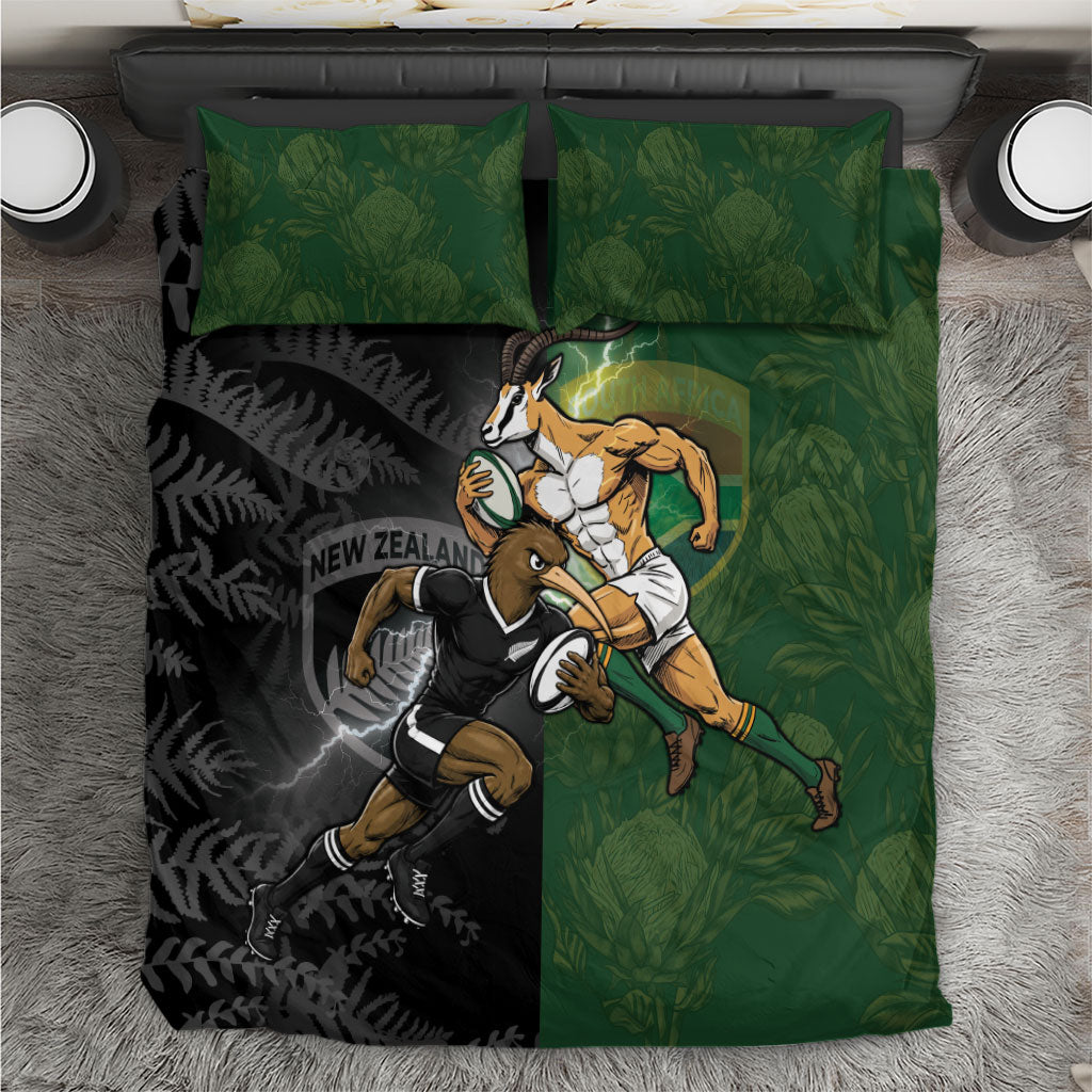 South Africa And New Zealand Bedding Set Springboks And Kiwis Rugby Rivalry