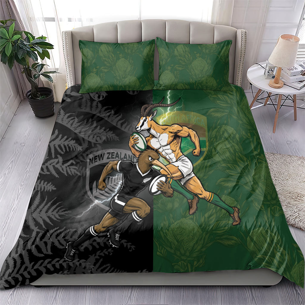 South Africa And New Zealand Bedding Set Springboks And Kiwis Rugby Rivalry