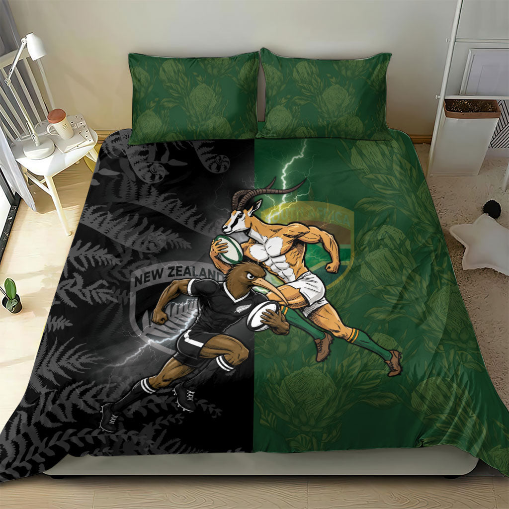 South Africa And New Zealand Bedding Set Springboks And Kiwis Rugby Rivalry