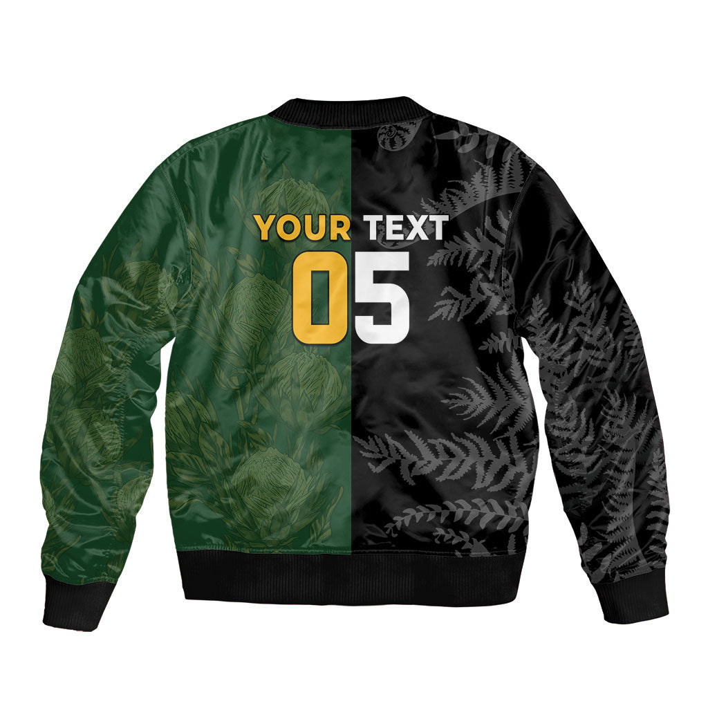 Custom South Africa And New Zealand Bomber Jacket Springboks And Kiwis Rugby Rivalry