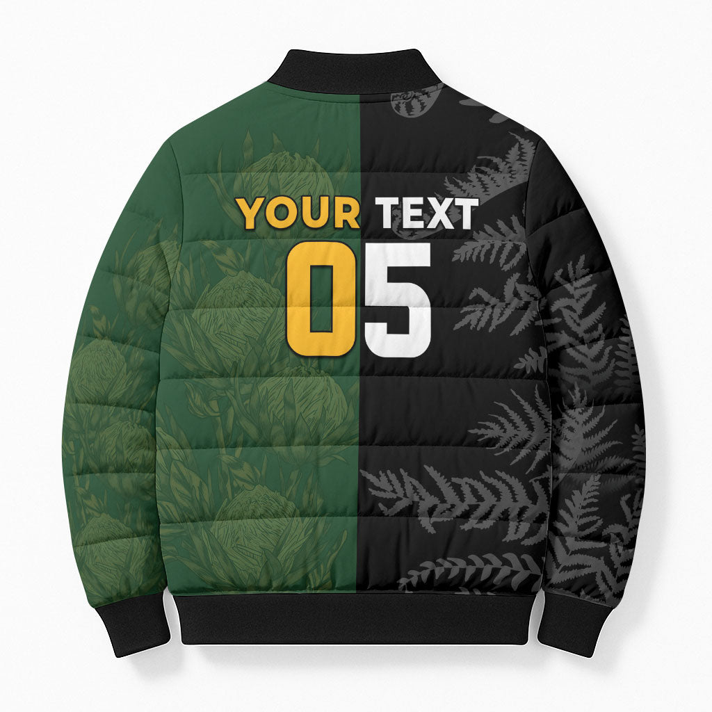 Custom South Africa And New Zealand Bomber Puffer Jacket Springboks And Kiwis Rugby Rivalry