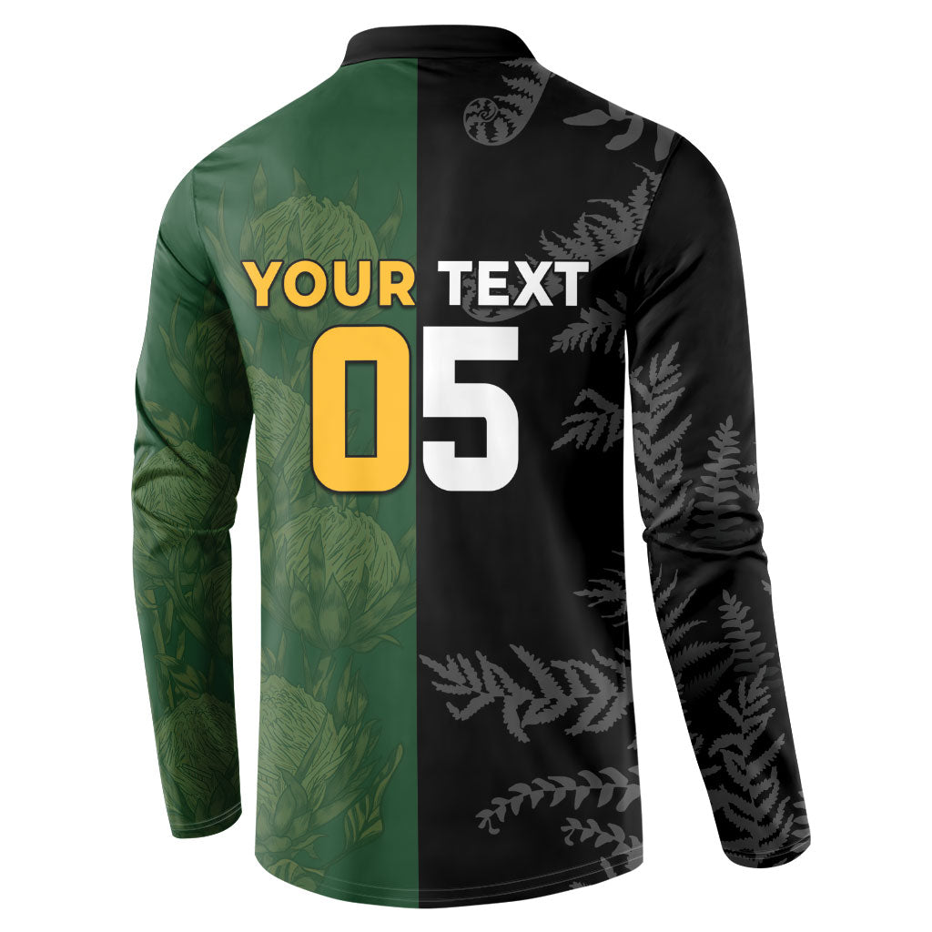 Custom South Africa And New Zealand Button Sweatshirt Springboks And Kiwis Rugby Rivalry