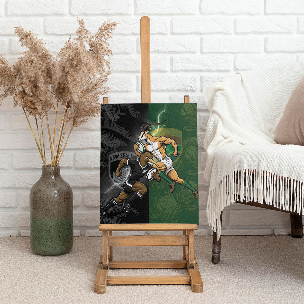 South Africa And New Zealand Canvas Wall Art Springboks And Kiwis Rugby Rivalry