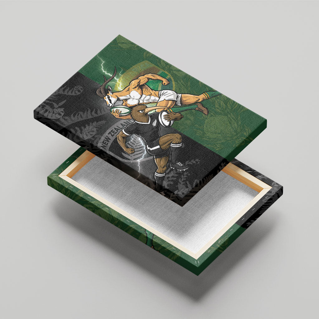 South Africa And New Zealand Canvas Wall Art Springboks And Kiwis Rugby Rivalry