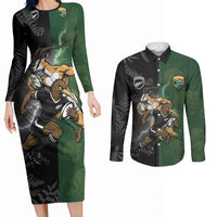 Custom South Africa And New Zealand Couples Matching Long Sleeve Bodycon Dress and Long Sleeve Button Shirt Springboks And Kiwis Rugby Rivalry