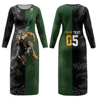 Custom South Africa And New Zealand Couples Matching Long Sleeve Bodycon Dress and Long Sleeve Button Shirt Springboks And Kiwis Rugby Rivalry