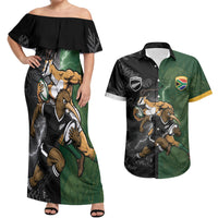 Custom South Africa And New Zealand Couples Matching Off Shoulder Maxi Dress and Hawaiian Shirt Springboks And Kiwis Rugby Rivalry
