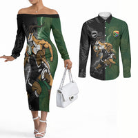 Custom South Africa And New Zealand Couples Matching Off The Shoulder Long Sleeve Dress and Long Sleeve Button Shirt Springboks And Kiwis Rugby Rivalry