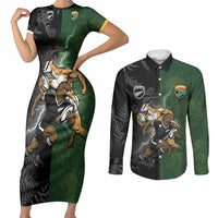 Custom South Africa And New Zealand Couples Matching Short Sleeve Bodycon Dress and Long Sleeve Button Shirt Springboks And Kiwis Rugby Rivalry