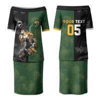 Custom South Africa And New Zealand Family Matching Puletasi and Hawaiian Shirt Springboks And Kiwis Rugby Rivalry