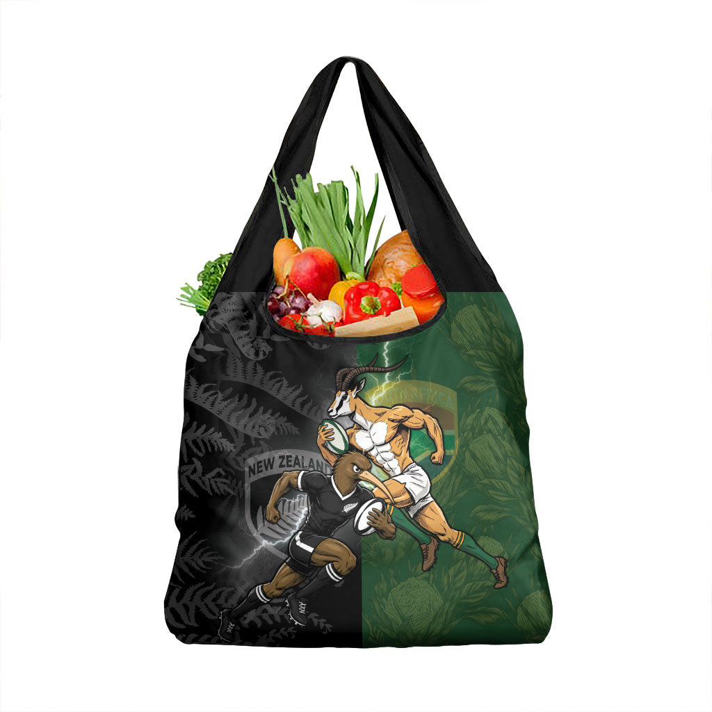 South Africa And New Zealand Grocery Bag Springboks And Kiwis Rugby Rivalry