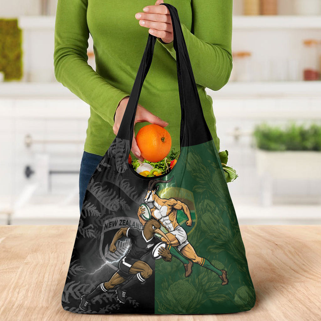 South Africa And New Zealand Grocery Bag Springboks And Kiwis Rugby Rivalry