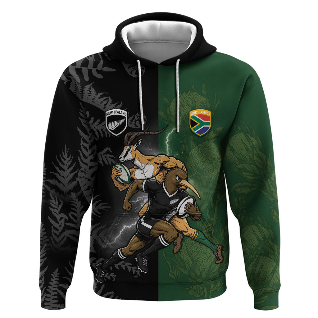 Custom South Africa And New Zealand Hoodie Springboks And Kiwis Rugby Rivalry