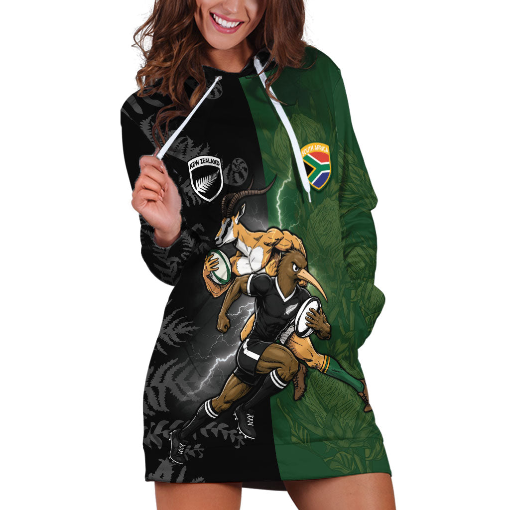 Custom South Africa And New Zealand Hoodie Dress Springboks And Kiwis Rugby Rivalry