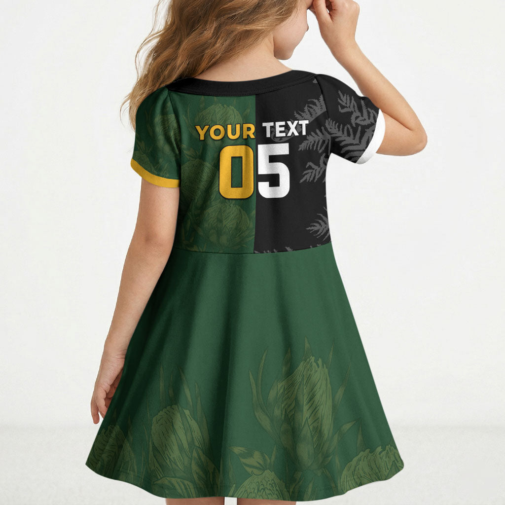 Custom South Africa And New Zealand Kid Short Sleeve Dress Springboks And Kiwis Rugby Rivalry
