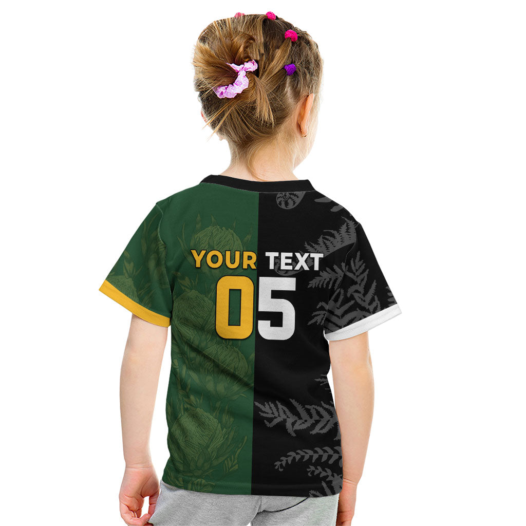 Custom South Africa And New Zealand Kid T Shirt Springboks And Kiwis Rugby Rivalry