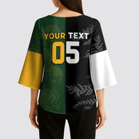 Custom South Africa And New Zealand Kimono Sleeve Blouse Springboks And Kiwis Rugby Rivalry