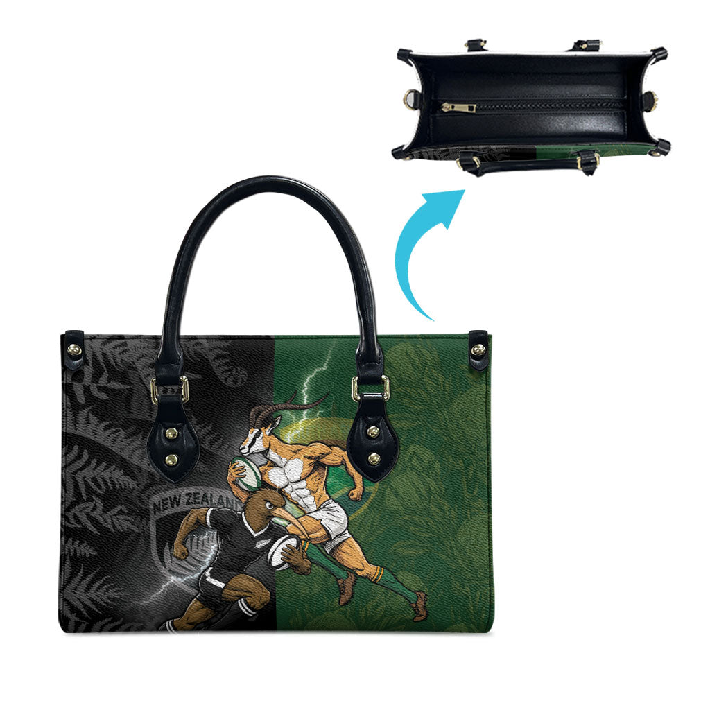 South Africa And New Zealand Leather Bag Springboks And Kiwis Rugby Rivalry