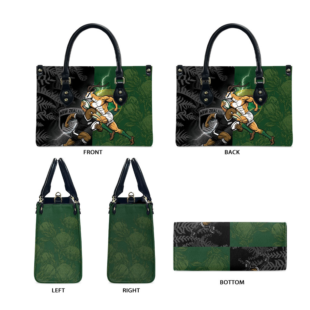 South Africa And New Zealand Leather Bag Springboks And Kiwis Rugby Rivalry