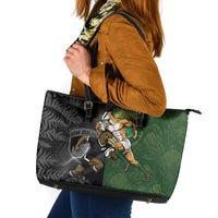 South Africa And New Zealand Leather Tote Bag Springboks And Kiwis Rugby Rivalry