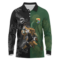 Custom South Africa And New Zealand Long Sleeve Polo Shirt Springboks And Kiwis Rugby Rivalry