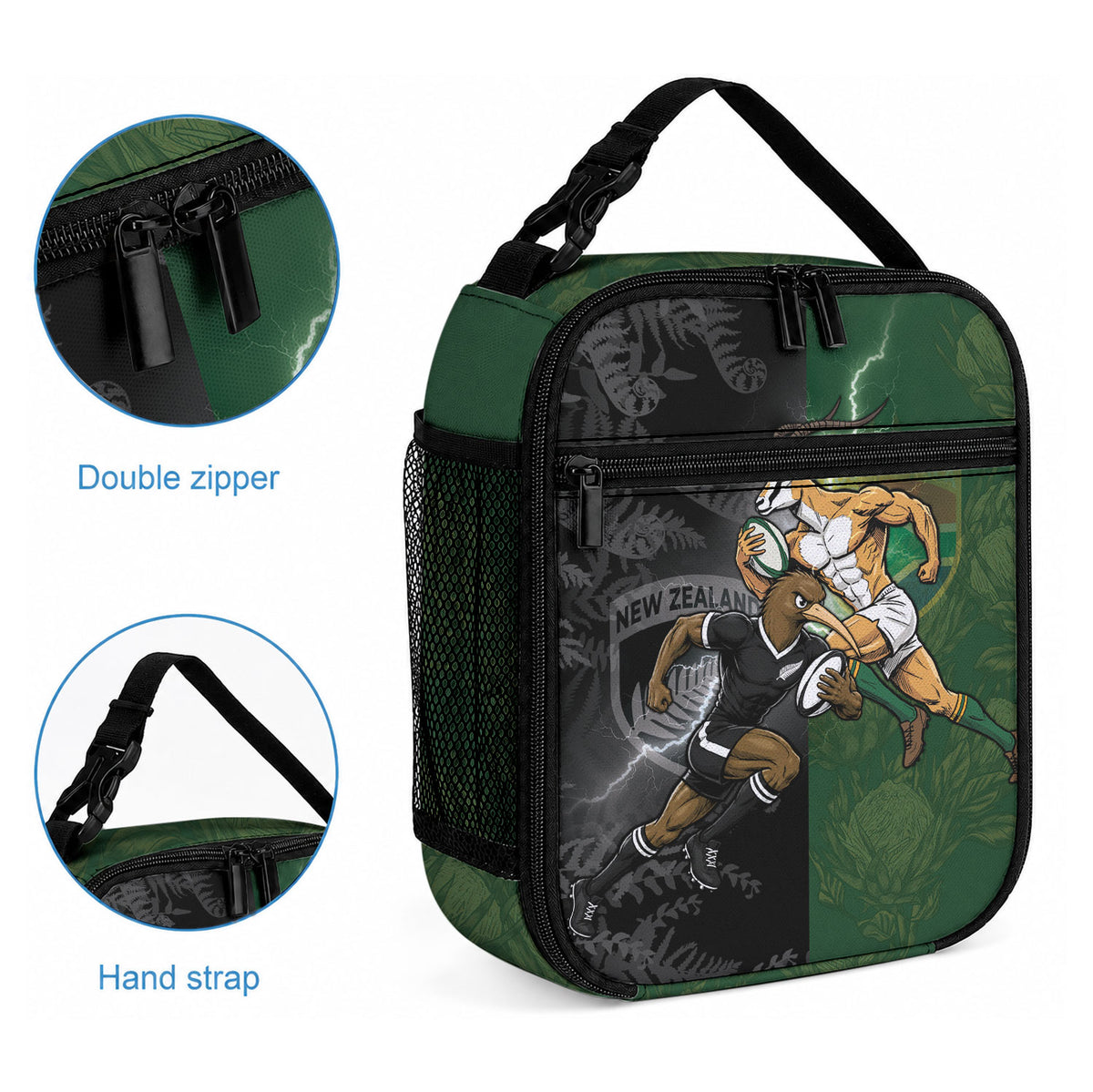 South Africa And New Zealand Lunch Bag Springboks And Kiwis Rugby Rivalry