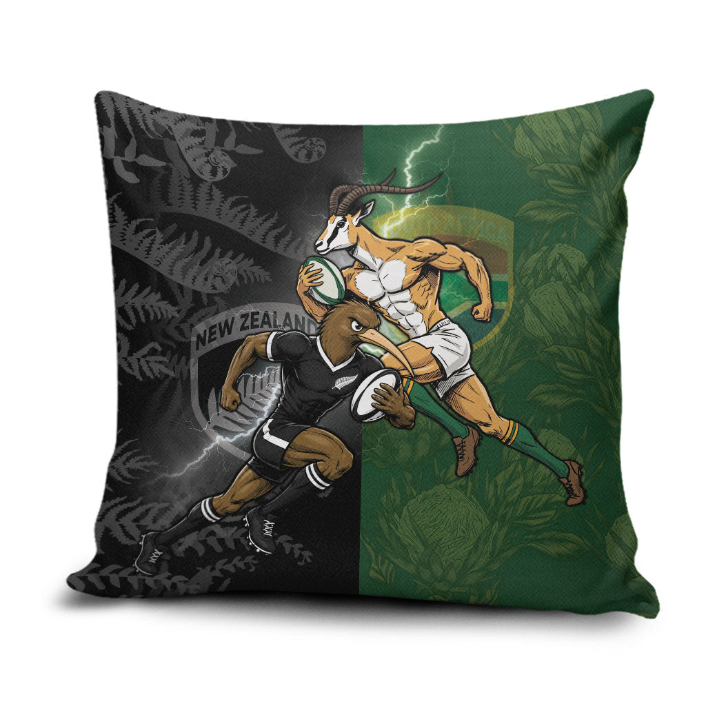 South Africa And New Zealand Pillow Cover Springboks And Kiwis Rugby Rivalry