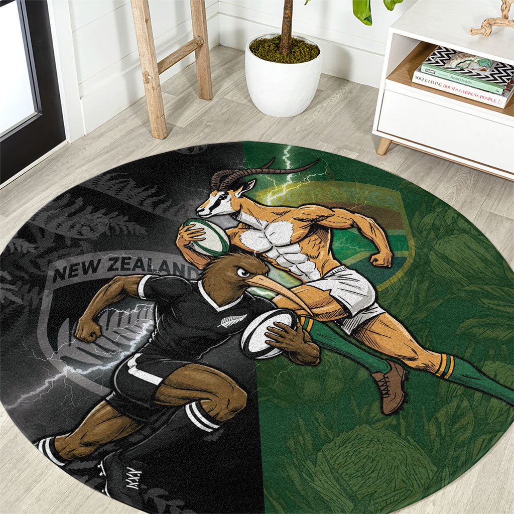 South Africa And New Zealand Round Carpet Springboks And Kiwis Rugby Rivalry
